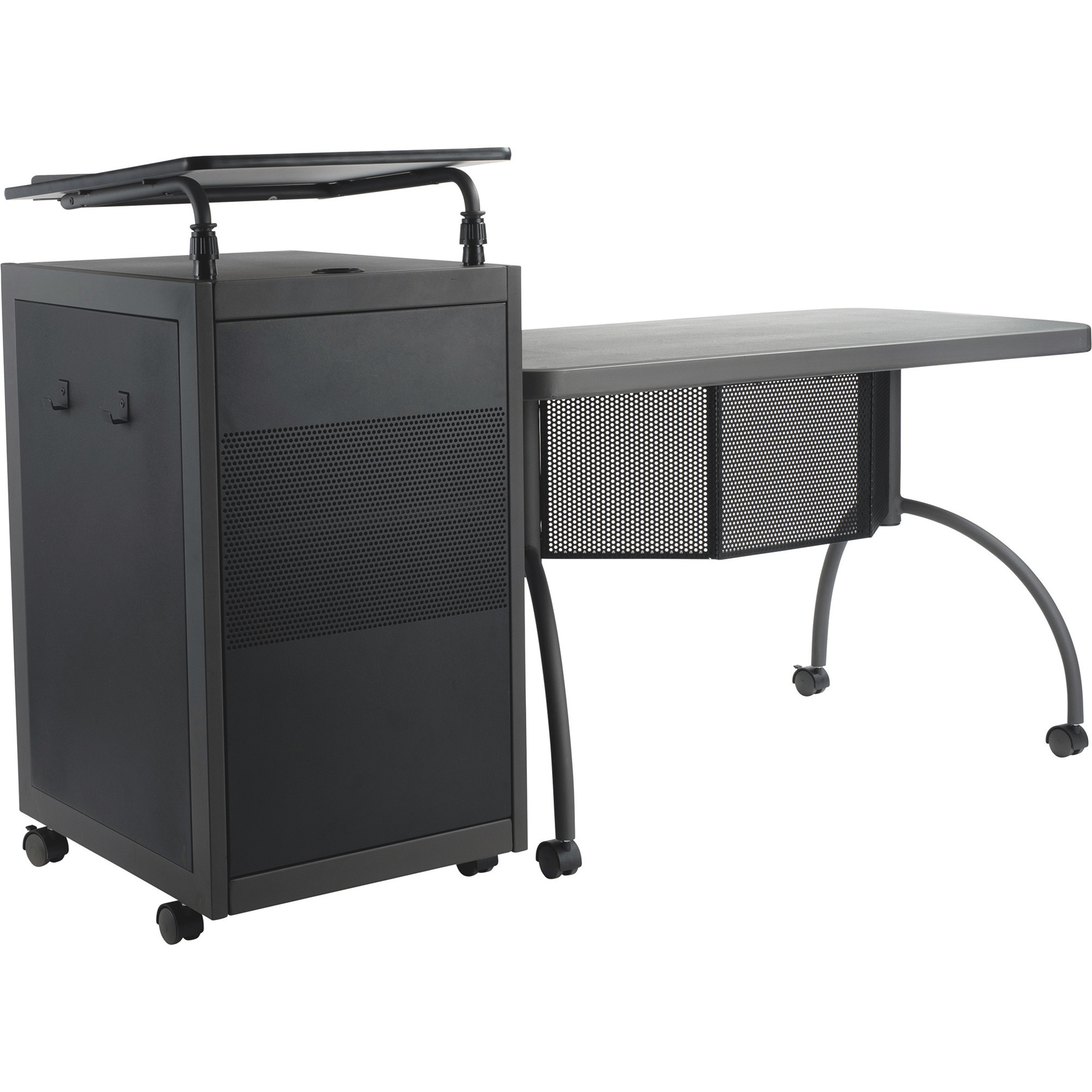 National Public Seating Oklahoma Sound Teacher's Workpod Desk and Lectern, Charcoal, Model# TWP
